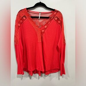 Free people red Lacey blouse